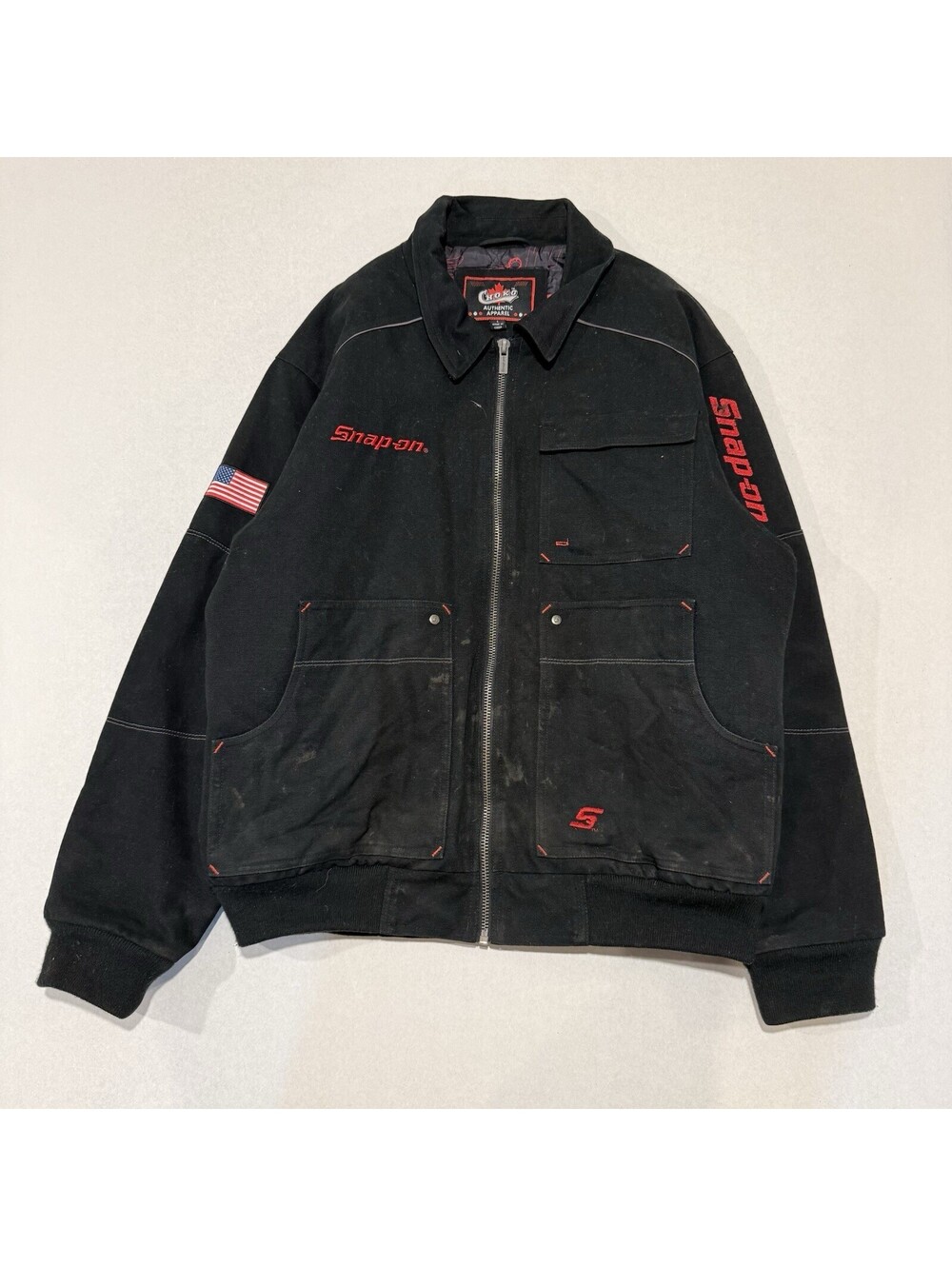 Choko Authentics Snap-on Tools Racing Canvas Jacket Size L American Flag Men’s